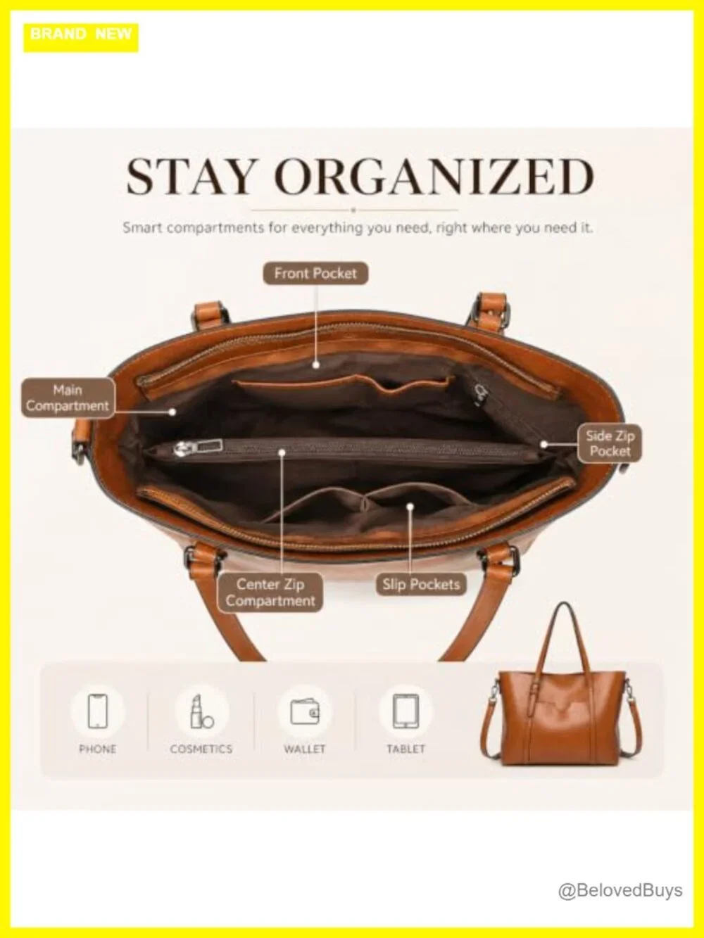 Faux Leather Tote Bag Women Large Zipper Shoulder Purse Work Satchel